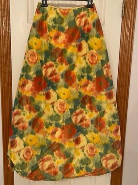 Vintage Maxou Boho chic Floral Bubble hem Maxi Skirt in Yellow and Green Size 6